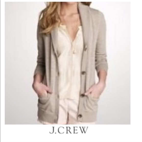J. Crew Sweaters - J CREW Preppy Coastal Grandma Tan Rumpled French Terry Button Cardigan XS